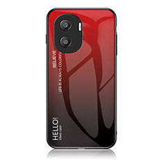 Custodia Silicone Specchio Laterale Sfumato Arcobaleno Cover LS1 per Huawei Honor X40i 5G Rosso