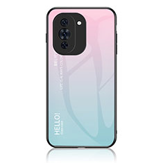 Custodia Silicone Specchio Laterale Sfumato Arcobaleno Cover LS1 per Huawei Nova 10 Pro Ciano