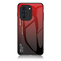 Custodia Silicone Specchio Laterale Sfumato Arcobaleno Cover LS1 per Huawei Nova 10 Pro Rosso