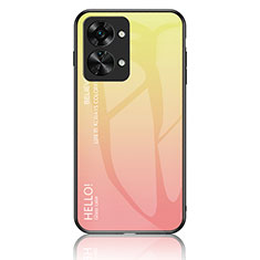 Custodia Silicone Specchio Laterale Sfumato Arcobaleno Cover LS1 per OnePlus Nord 2T 5G Giallo