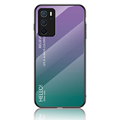 Custodia Silicone Specchio Laterale Sfumato Arcobaleno Cover LS1 per Oppo A16 Multicolore