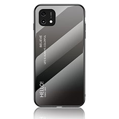 Custodia Silicone Specchio Laterale Sfumato Arcobaleno Cover LS1 per Oppo A16e Grigio Scuro