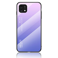 Custodia Silicone Specchio Laterale Sfumato Arcobaleno Cover LS1 per Oppo A16e Lavanda