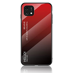 Custodia Silicone Specchio Laterale Sfumato Arcobaleno Cover LS1 per Oppo A16e Rosso