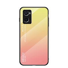 Custodia Silicone Specchio Laterale Sfumato Arcobaleno Cover LS1 per Oppo A76 Giallo