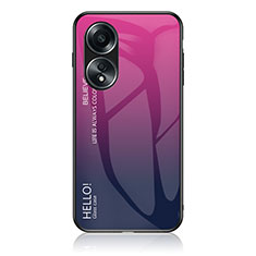 Custodia Silicone Specchio Laterale Sfumato Arcobaleno Cover LS1 per Oppo A78 4G Rosa Caldo