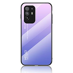 Custodia Silicone Specchio Laterale Sfumato Arcobaleno Cover LS1 per Oppo A94 5G Lavanda