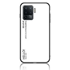 Custodia Silicone Specchio Laterale Sfumato Arcobaleno Cover LS1 per Oppo F19 Pro Bianco