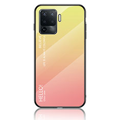 Custodia Silicone Specchio Laterale Sfumato Arcobaleno Cover LS1 per Oppo F19 Pro Giallo