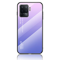 Custodia Silicone Specchio Laterale Sfumato Arcobaleno Cover LS1 per Oppo F19 Pro Lavanda