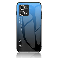 Custodia Silicone Specchio Laterale Sfumato Arcobaleno Cover LS1 per Oppo F21s Pro 4G Blu