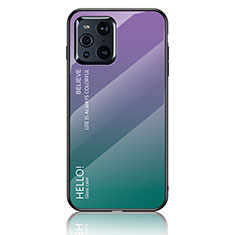 Custodia Silicone Specchio Laterale Sfumato Arcobaleno Cover LS1 per Oppo Find X3 5G Multicolore