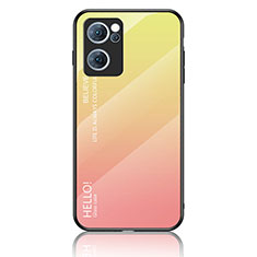 Custodia Silicone Specchio Laterale Sfumato Arcobaleno Cover LS1 per Oppo Find X5 Lite 5G Giallo