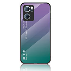 Custodia Silicone Specchio Laterale Sfumato Arcobaleno Cover LS1 per Oppo Find X5 Lite 5G Multicolore