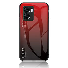 Custodia Silicone Specchio Laterale Sfumato Arcobaleno Cover LS1 per Oppo K10 5G India Rosso