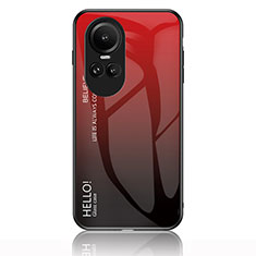 Custodia Silicone Specchio Laterale Sfumato Arcobaleno Cover LS1 per Oppo Reno10 Pro 5G Rosso