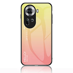 Custodia Silicone Specchio Laterale Sfumato Arcobaleno Cover LS1 per Oppo Reno11 5G Giallo