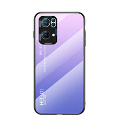 Custodia Silicone Specchio Laterale Sfumato Arcobaleno Cover LS1 per Oppo Reno7 Pro 5G Lavanda