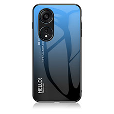 Custodia Silicone Specchio Laterale Sfumato Arcobaleno Cover LS1 per Oppo Reno8 T 4G Blu