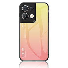 Custodia Silicone Specchio Laterale Sfumato Arcobaleno Cover LS1 per Oppo Reno9 Pro+ Plus 5G Giallo