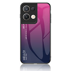 Custodia Silicone Specchio Laterale Sfumato Arcobaleno Cover LS1 per Oppo Reno9 Pro+ Plus 5G Rosa Caldo