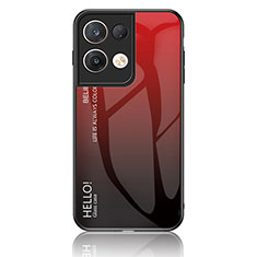 Custodia Silicone Specchio Laterale Sfumato Arcobaleno Cover LS1 per Oppo Reno9 Pro+ Plus 5G Rosso