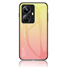 Custodia Silicone Specchio Laterale Sfumato Arcobaleno Cover LS1 per Realme 10 Pro+ Plus 5G Giallo