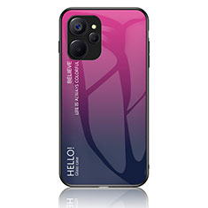 Custodia Silicone Specchio Laterale Sfumato Arcobaleno Cover LS1 per Realme 9i 5G Rosa Caldo