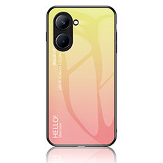 Custodia Silicone Specchio Laterale Sfumato Arcobaleno Cover LS1 per Realme C33 (2023) Giallo