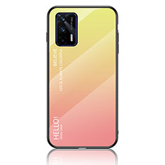 Custodia Silicone Specchio Laterale Sfumato Arcobaleno Cover LS1 per Realme GT Neo 2T 5G Giallo