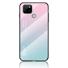 Custodia Silicone Specchio Laterale Sfumato Arcobaleno Cover LS1 per Realme Q2i 5G Ciano