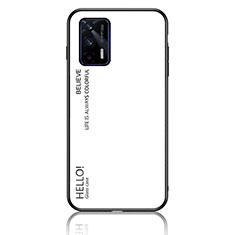 Custodia Silicone Specchio Laterale Sfumato Arcobaleno Cover LS1 per Realme Q3 Pro 5G Bianco