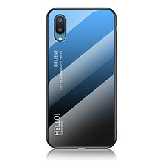 Custodia Silicone Specchio Laterale Sfumato Arcobaleno Cover LS1 per Samsung Galaxy A02 Blu