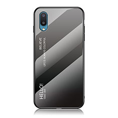 Custodia Silicone Specchio Laterale Sfumato Arcobaleno Cover LS1 per Samsung Galaxy A02 Grigio Scuro