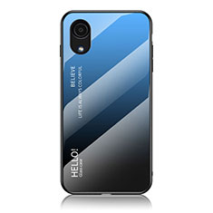 Custodia Silicone Specchio Laterale Sfumato Arcobaleno Cover LS1 per Samsung Galaxy A03 Core Blu
