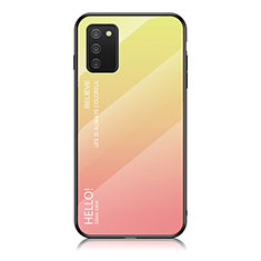 Custodia Silicone Specchio Laterale Sfumato Arcobaleno Cover LS1 per Samsung Galaxy A03s Giallo