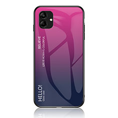 Custodia Silicone Specchio Laterale Sfumato Arcobaleno Cover LS1 per Samsung Galaxy A05 Rosa Caldo