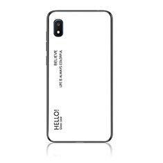 Custodia Silicone Specchio Laterale Sfumato Arcobaleno Cover LS1 per Samsung Galaxy A10e Bianco