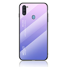 Custodia Silicone Specchio Laterale Sfumato Arcobaleno Cover LS1 per Samsung Galaxy A11 Lavanda