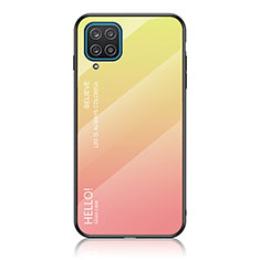 Custodia Silicone Specchio Laterale Sfumato Arcobaleno Cover LS1 per Samsung Galaxy A12 5G Giallo