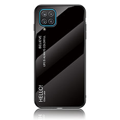 Custodia Silicone Specchio Laterale Sfumato Arcobaleno Cover LS1 per Samsung Galaxy A12 5G Nero