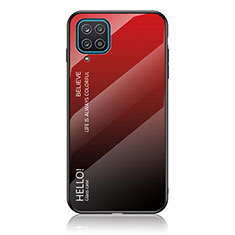 Custodia Silicone Specchio Laterale Sfumato Arcobaleno Cover LS1 per Samsung Galaxy A12 5G Rosso