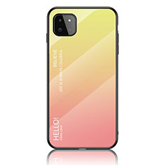 Custodia Silicone Specchio Laterale Sfumato Arcobaleno Cover LS1 per Samsung Galaxy A22 5G Giallo