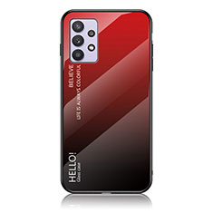 Custodia Silicone Specchio Laterale Sfumato Arcobaleno Cover LS1 per Samsung Galaxy A32 5G Rosso
