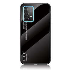 Custodia Silicone Specchio Laterale Sfumato Arcobaleno Cover LS1 per Samsung Galaxy A52 4G Nero