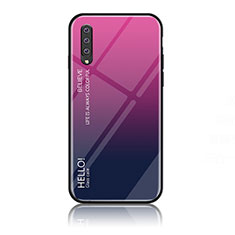 Custodia Silicone Specchio Laterale Sfumato Arcobaleno Cover LS1 per Samsung Galaxy A70 Rosa Caldo