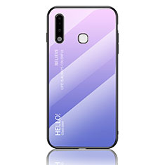 Custodia Silicone Specchio Laterale Sfumato Arcobaleno Cover LS1 per Samsung Galaxy A70E Lavanda