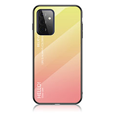 Custodia Silicone Specchio Laterale Sfumato Arcobaleno Cover LS1 per Samsung Galaxy A72 5G Giallo