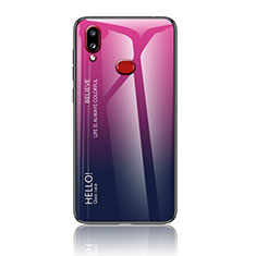 Custodia Silicone Specchio Laterale Sfumato Arcobaleno Cover LS1 per Samsung Galaxy M01s Rosa Caldo