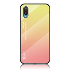 Custodia Silicone Specchio Laterale Sfumato Arcobaleno Cover LS1 per Samsung Galaxy M02 Giallo